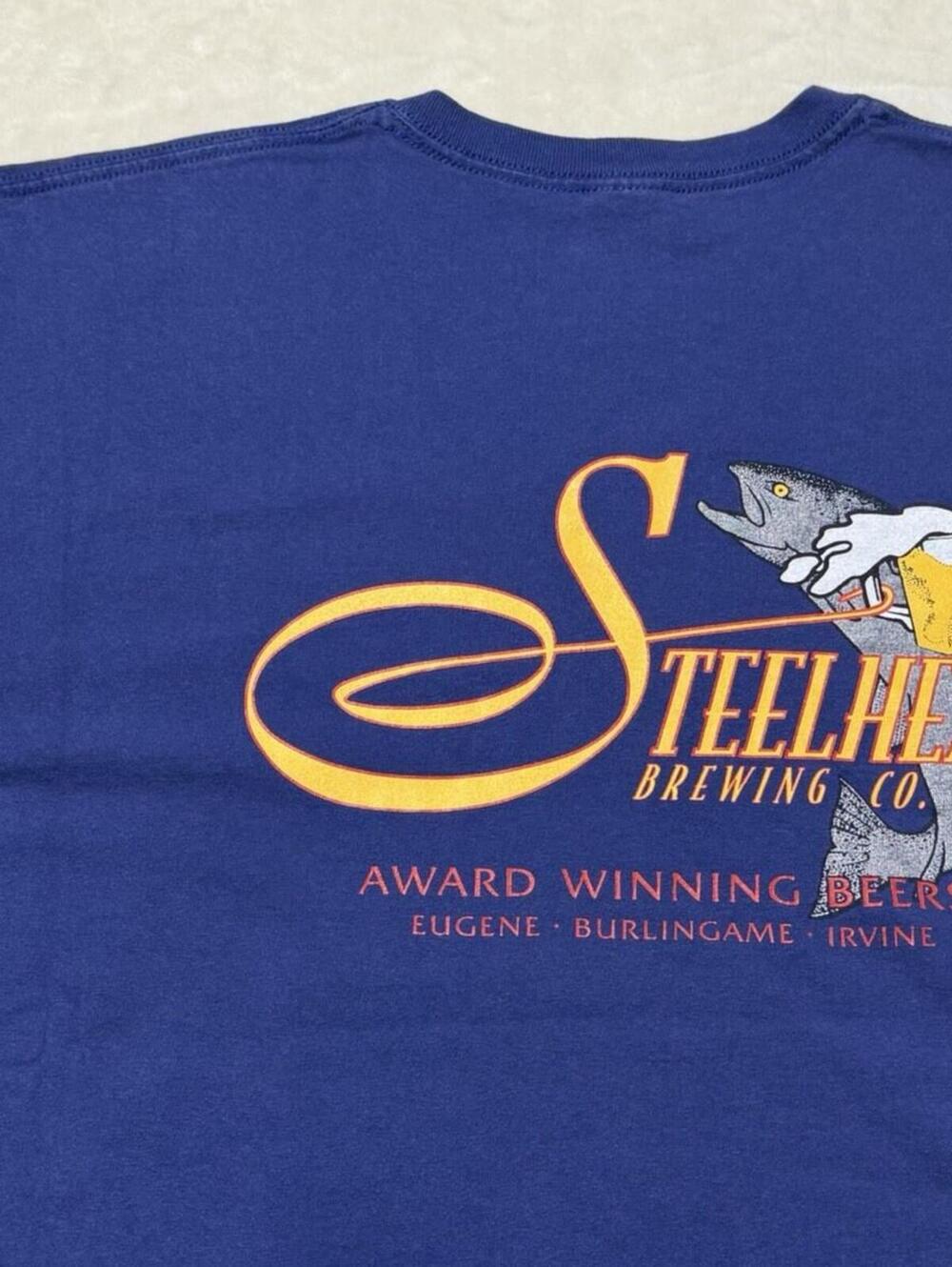 Vintage Steelhead Brewing Co. T-Shirt Blue Graphic Tee Men's Size XL